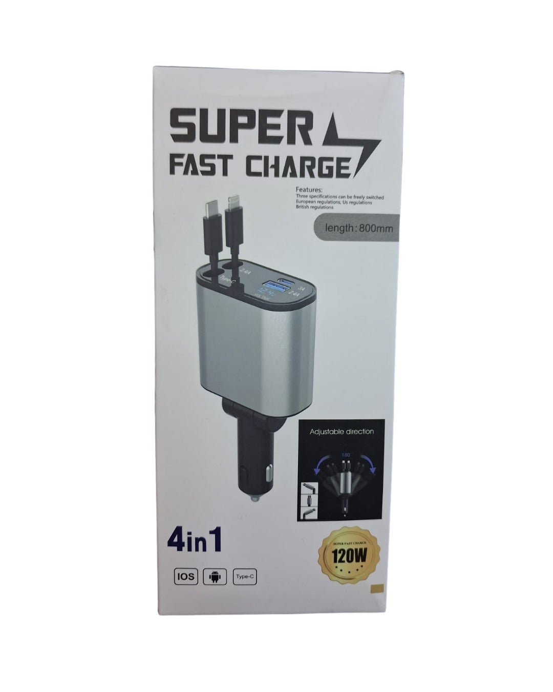120W Super Fast Charger 4-in-1 | iPhone, Type-C, Micro-USB