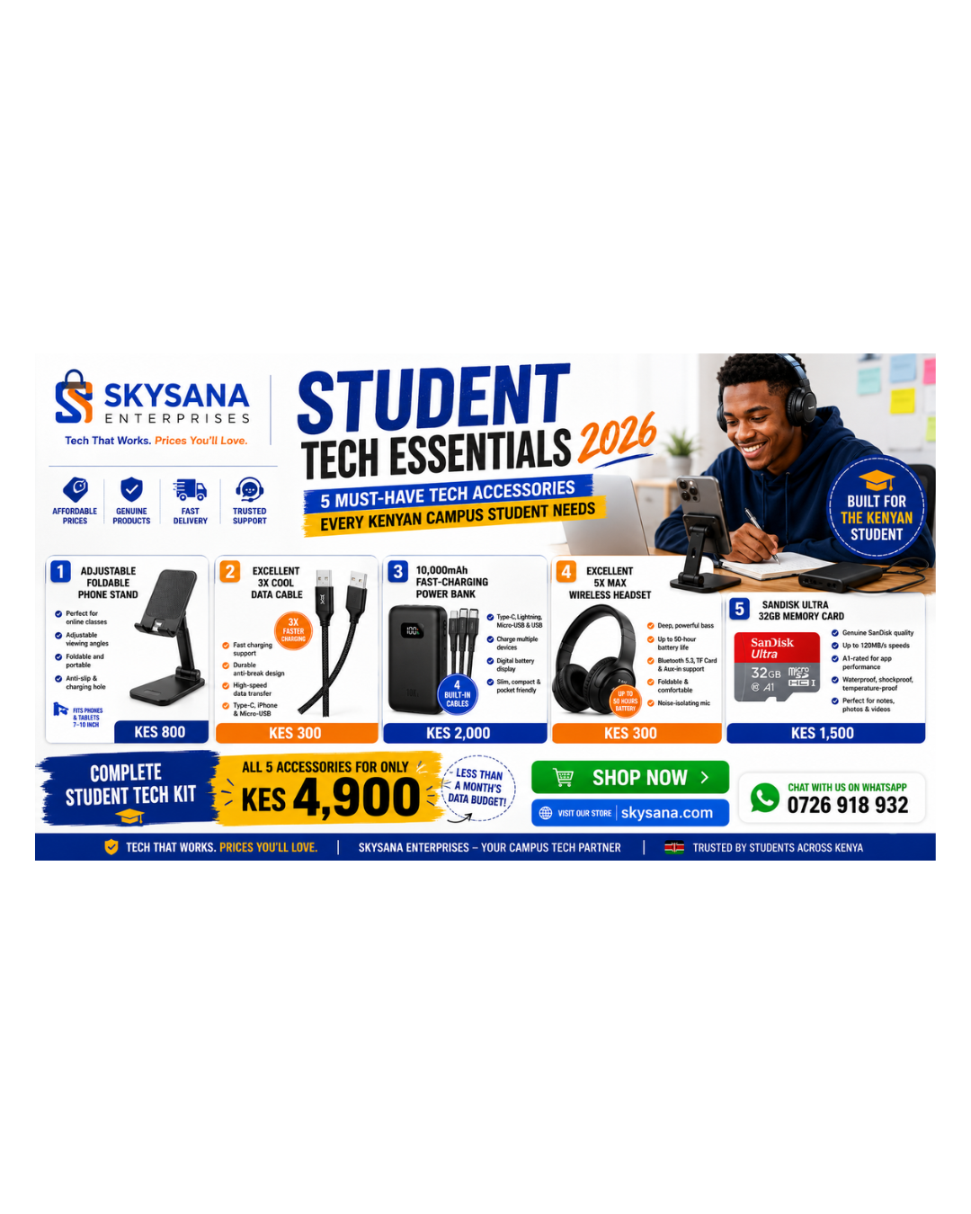 Top 5 Tech Accessories Every Kenyan Student Needs in 2026 (All Under KES 2,000)
