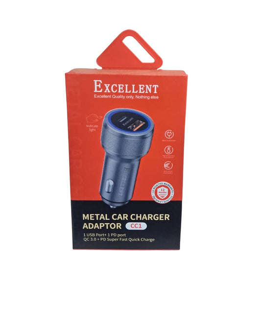 Excellent EX-CC1 Metal Car Charger | Dual USB Fast Charge
