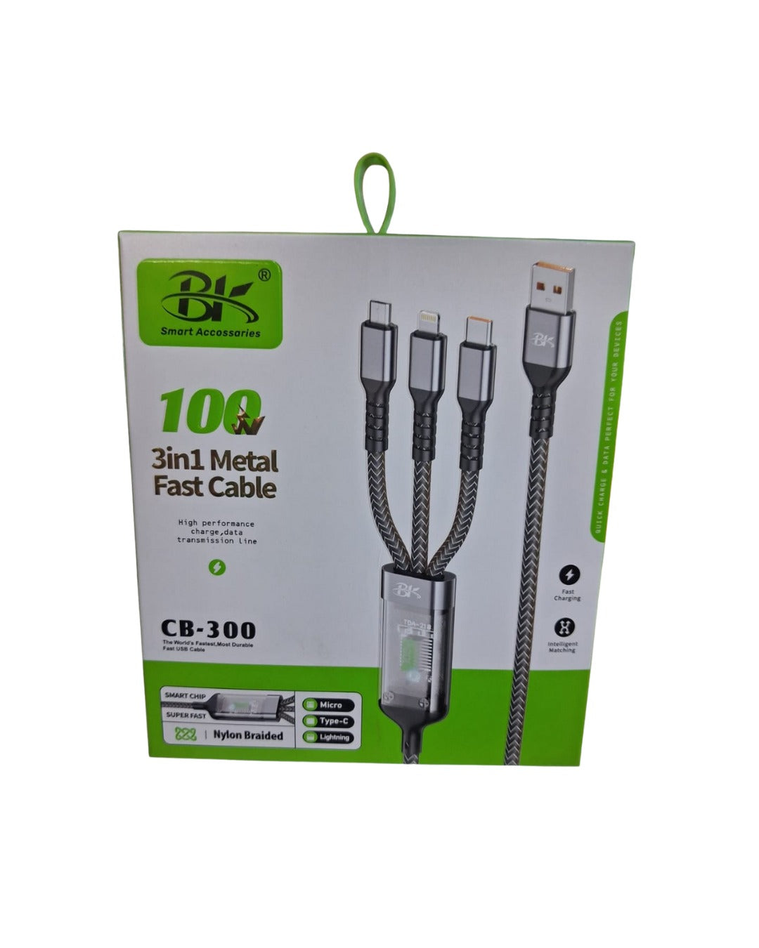 Excellent BK CB-300 3-in-1 Metal Fast Charging Cable