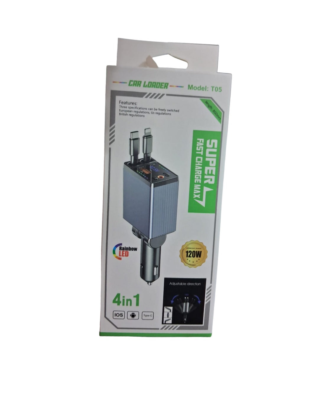 T05 4-in-1 Car Charger | 120W Super Fast Charge