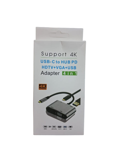 4K  4-in-1 USB-C Hub | 4K HDMI + VGA + USB 3.0 + 87W PD