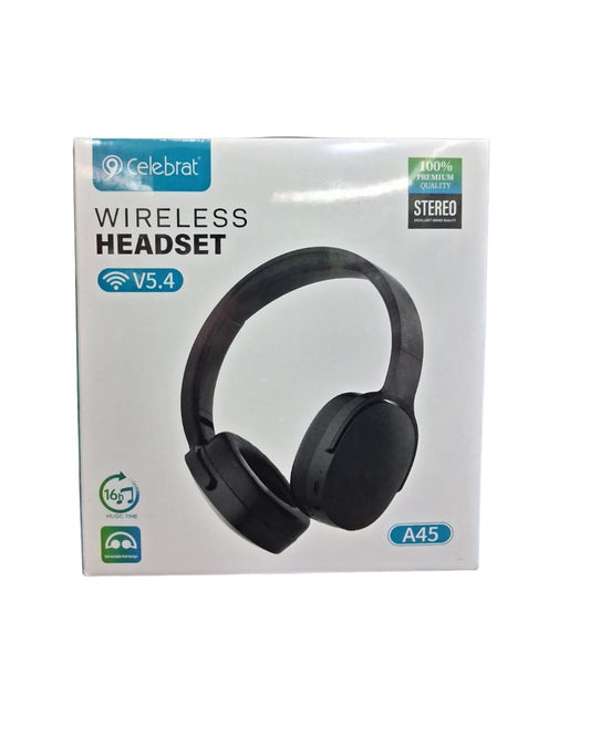 Celebrat A45 Wireless Headset | Bluetooth 5.4 Hi-Fi Stereo | Skysana Enterprises
