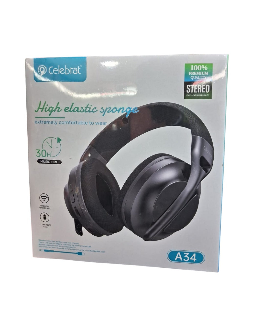 Celebrat A34 Wireless Headset | High-Elastic Sponge Comfort | Skysana Enterprises