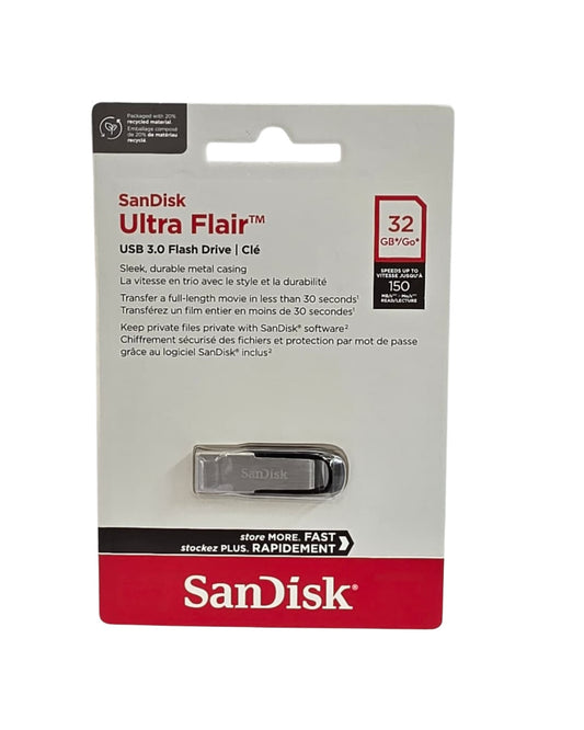 SanDisk Ultra Flair 32GB USB 3.0 Flash Drive | 150MB/s Metal Body | Skysana Enterprises