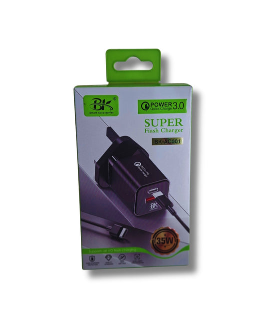 BK Super Flash Charger BK-AC001 – 35W Quick Charge 3.0